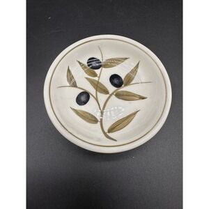 Harry and David Olive Branch Small Bowl Ceramic Dipping Dish Cream Green Black